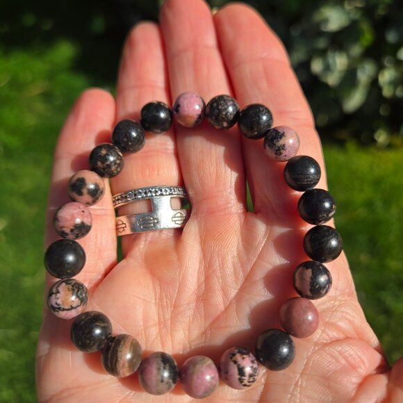 Rhodonite Gemstone Beaded Bracelets - Picture 9 of 9